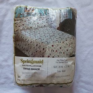 Vintage Springmaid Swiss Manor Quilted‎ Pillow Sham 20 x 27 New
